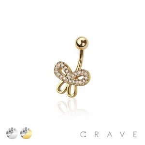 316L SURGICAL STEEL MULTI CZ RIBBON NON DANGLE BELLY BUTTON NAVEL RING 